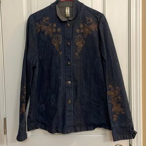 Womens XL decorated originals blue Jean jacket